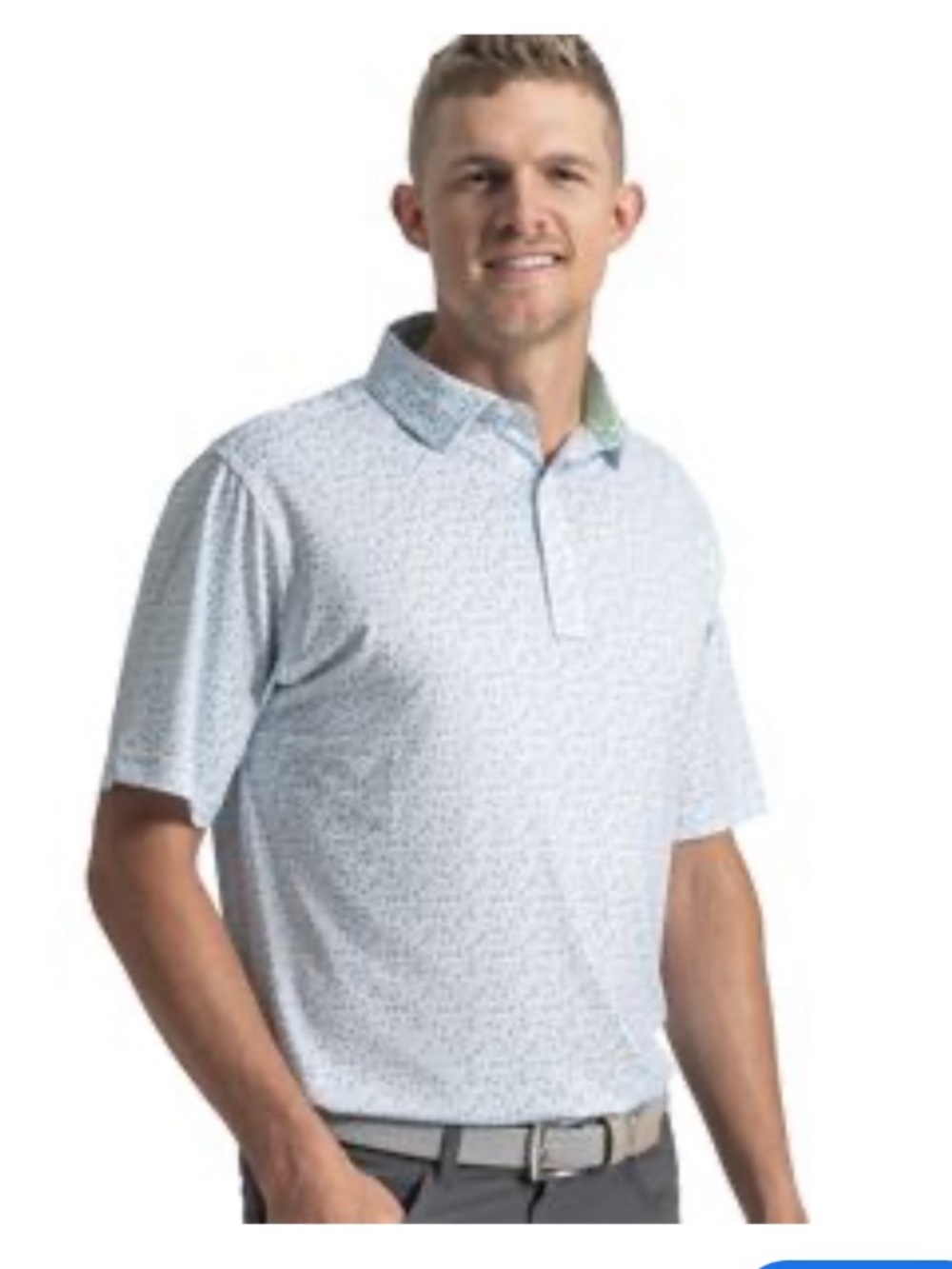 Stitch Golf Mens Large Green White Wave Print Performance Polo Shirt